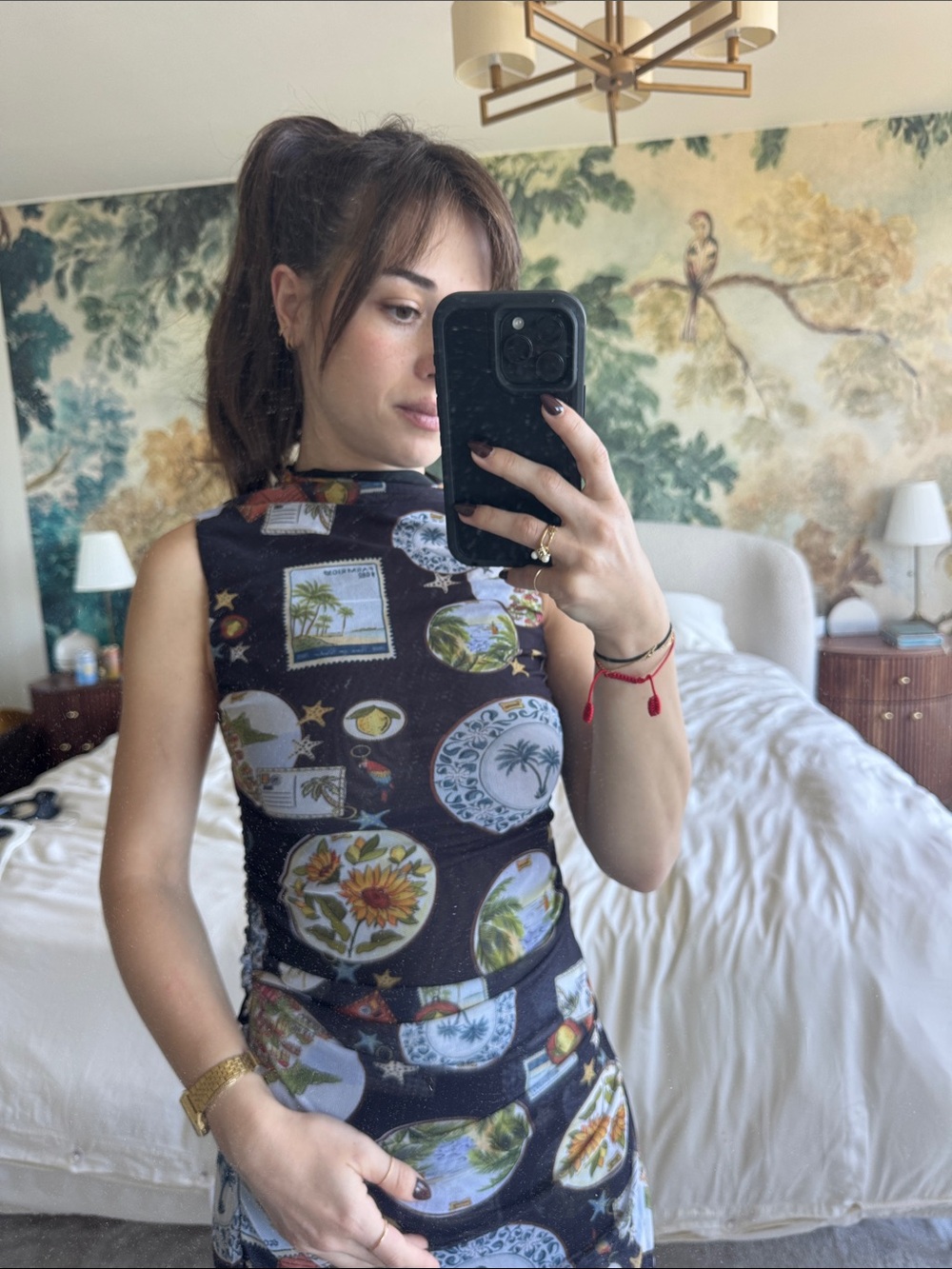 FARM Rio Black Sleeveless Maxi Dress with Plate Print - Picture 2 of 4